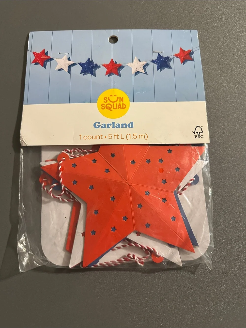 Red Star Garland - 5 ft Decorative Party Garland